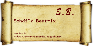 Sohár Beatrix névjegykártya